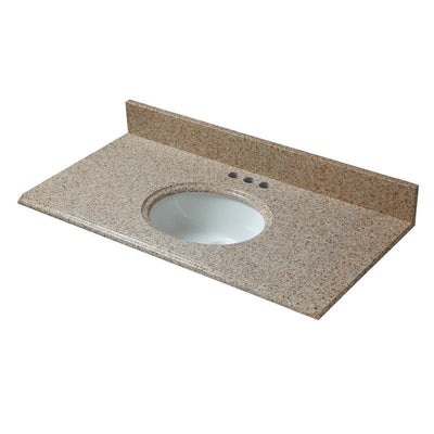 37 in. W x 19 in. D Granite Vanity Top in Beige with White Basin - Super Arbor