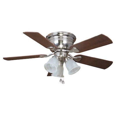 Harbor Breeze Centreville 42-in Brushed Nickel LED Indoor Flush Mount Ceiling Fan with Light Kit (5-Blade)