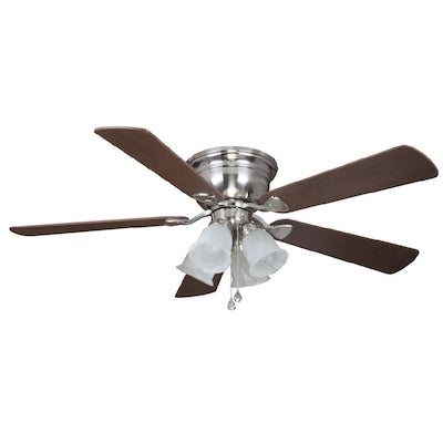 Harbor Breeze Centreville 52-in Brushed Nickel LED Indoor Flush Mount Ceiling Fan with Light Kit (5-Blade)