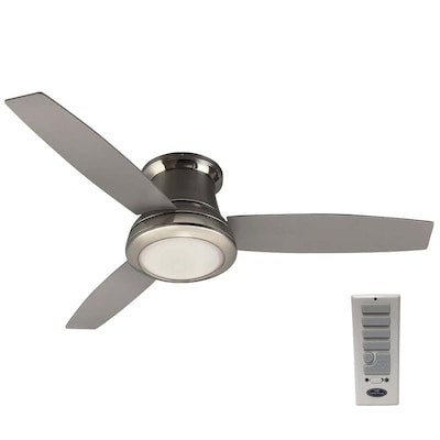 Harbor Breeze Sail Stream 52-in Brushed Nickel LED Indoor Flush Mount Ceiling Fan with Light Kit and Remote (3-Blade)