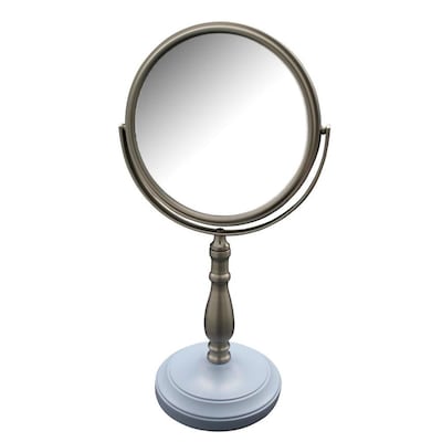 Elegant Home Fashions Briggs 7.5-in x 13.75-in Satin Nickel Double-Sided Magnifying Countertop Vanity Mirror