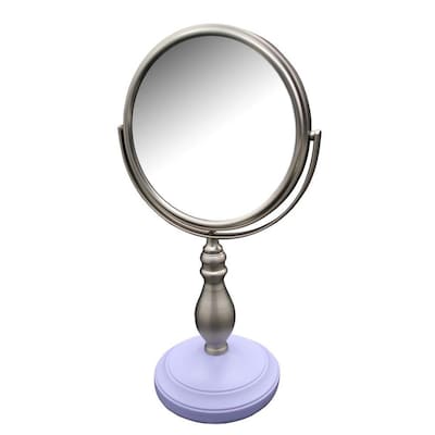 Elegant Home Fashions Annabella 7.5-in x 13.75-in Satin Nickel Double-Sided Magnifying Countertop Vanity Mirror