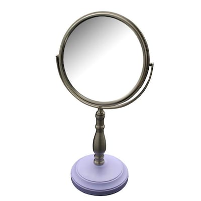 Elegant Home Fashions Briggs 7.5-in x 13.75-in Satin Nickel Double-Sided Magnifying Countertop Vanity Mirror