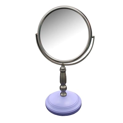 Elegant Home Fashions Dexter 7.5-in x 13.75-in Satin Nickel Double-Sided Magnifying Countertop Vanity Mirror