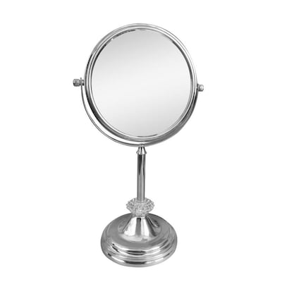 Elegant Home Fashions 8-in x 13-in Chrome Double-Sided Magnifying Freestanding Vanity Mirror
