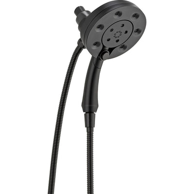 In2ition Two-in-One 4-Spray 3 in. Dual Wall Mount Fixed and Handheld H2Okinetic Shower Head in Matte Black - Super Arbor