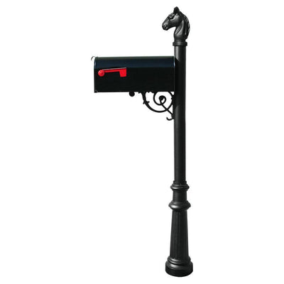 Lewiston Black Decorative Post Mounted Mailbox System with Non-Locking E1 Economy Mailbox - Super Arbor