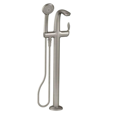 Refinia Single-Handle Claw Foot Tub Faucet Floor Mount Bath Filler with Hand Shower in Vibrant Brushed Nickel - Super Arbor