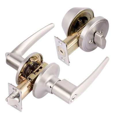 Barcelona Single Cylinder Satin Nickel Lever Combo Set - Super Arbor