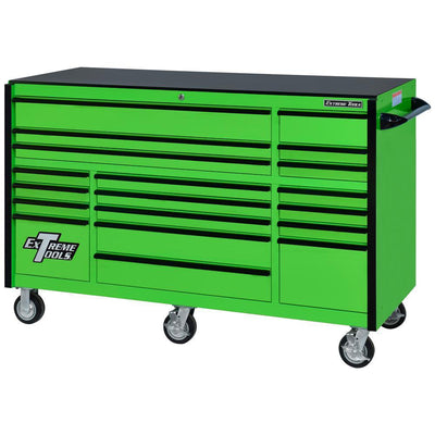 RX Series 72 in. 19 -Drawer Roller Cabinet Tool Chest in Green with Black Handles - Super Arbor