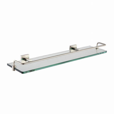 Aura Bathroom Shelf with Railing in Brushed Nickel - Super Arbor