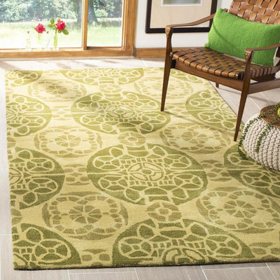 Safavieh Wyndham Hutton 7 x 7 Honey/Green Square Indoor Abstract Bohemian/Eclectic Handcrafted Area Rug