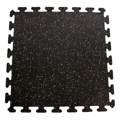 Black with Blue Speck 24 in. by 24 in. Interlocking Recycled Rubber Floor Tile (24 sq. ft.)