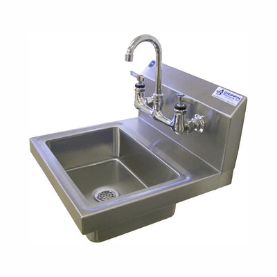 Brazos Series Stainless Steel 17x15 in. Wall Mount 2-Hole Single Compartment H-Duty Hand Sink with Lead-Free Faucet - Super Arbor