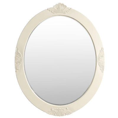 30 in. W x 38 in. H Framed Oval Beveled Edge Bathroom Vanity Mirror in antique white