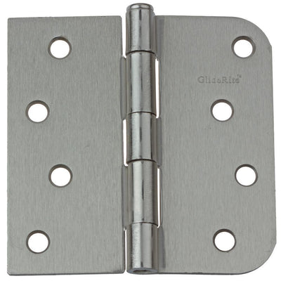 4 in. Satin Nickel Steel Door Hinge Square and 5/8 in. Corner Radius with Screws (12-Pack) - Super Arbor