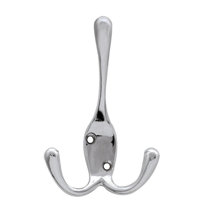 4 in. Chrome Triple Wall Hook (4-Pack) - Super Arbor