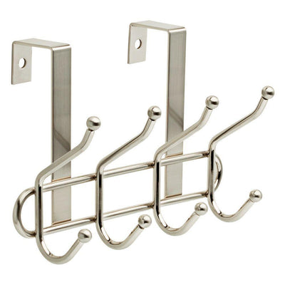 9 in. Satin Nickel Over-the-Door Ball End Hook Rack - Super Arbor