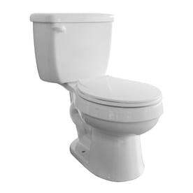 AquaSource Colby White WaterSense Round Standard Height 2-Piece Toilet 12-in Rough-In Size - Super Arbor