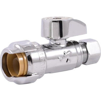 SharkBite Brass 1/2-in Push-to-Connect x 3/8-in OD Compression Quarter Turn Straight Valve