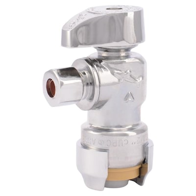 SharkBite Brass 1/2-in Push-to-Connect x 1/4-in OD Compression Quarter Turn Angle Valve