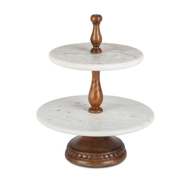 2-Tier Marble Dessert Server - Super Arbor