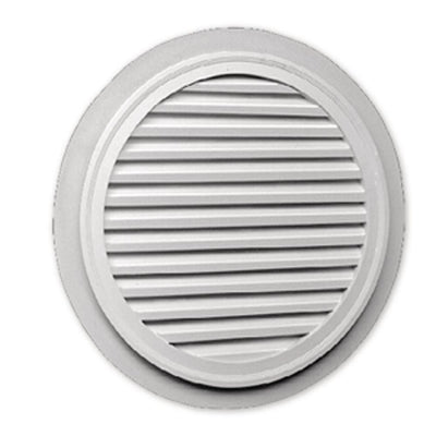 32 in. x 32 in. Round White Polyurethane Weather Resistant Gable Louver Vent - Super Arbor