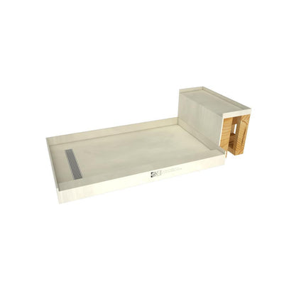 Base'N Bench 36 in. x 72 in. Single Threshold Shower Base and Bench Kit with Right Drain in Polished Chrome - Super Arbor