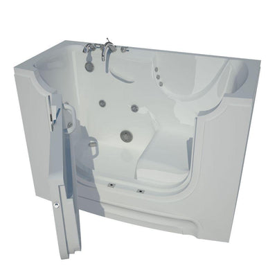 HD Series 60 in. Left Drain Wheelchair Access Walk-In Whirlpool Bath Tub with Powered Fast Drain in White - Super Arbor