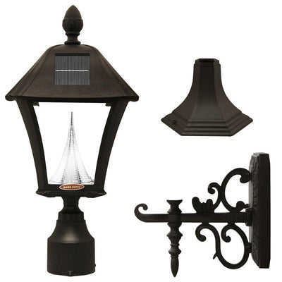 Baytown Solar Black Outdoor Post/Wall Light with Bright/Warm-White LEDs - Super Arbor