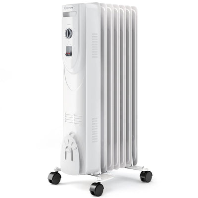 1500-Watt LCD 7-Fin Timer Electric Oil Filled Radiator Heater with Remote Control - Super Arbor