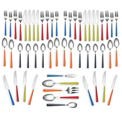 53-Piece Merengue Multicolor Flatware Set with Steak Knives, Service for 8 - Super Arbor