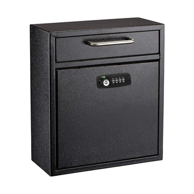 Black Medium Drop Box Wall Mounted Locking Mail Box with Key and Combination lock - Super Arbor