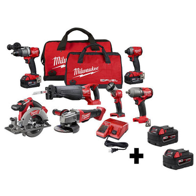 M18 FUEL 18-Volt Lithium-Ion Brushless Cordless Combo Kit (7-Tool) with Two M18 5.0 Ah Batteries - Super Arbor