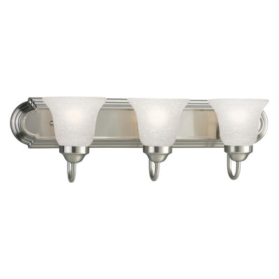 24 in. 3-Light Brushed Nickel Bathroom Vanity Light with Glass Shades - Super Arbor