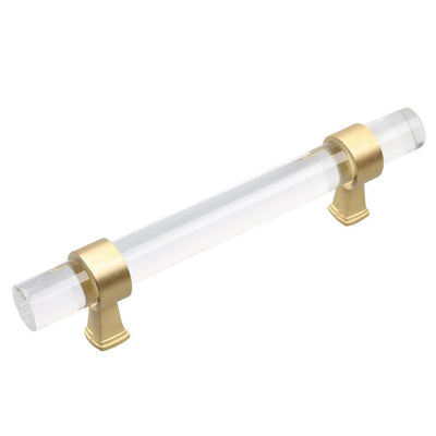 3-3/4 in. Center-to-Center Clear Acrylic Cabinet Drawer Pull with Satin Gold Bases (10-Pack) - Super Arbor