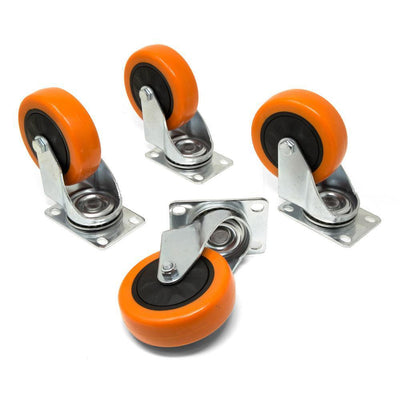 4 in. 285 lbs. Capacity Polyurethane Single-Bearing Swivel Plate Caster (4-Pack) - Super Arbor