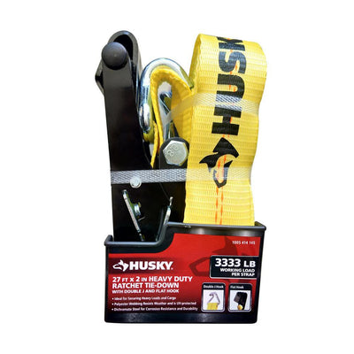 27 ft. x 2 in. Heavy-Duty Ratchet Tie Down with Flat Hook and J Hook Combo - Super Arbor