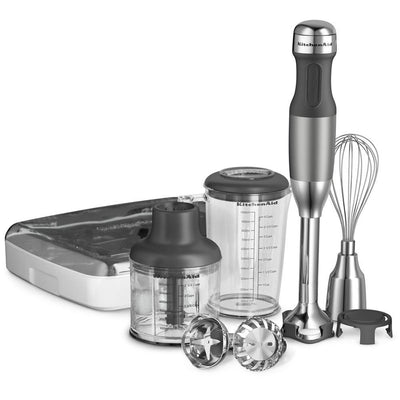 5-Speed Silver Immersion Blender with Whisk and Chopper Attachments - Super Arbor