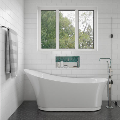 69 in. Acrylic Flatbottom Air Bath Bathtub in White - Super Arbor