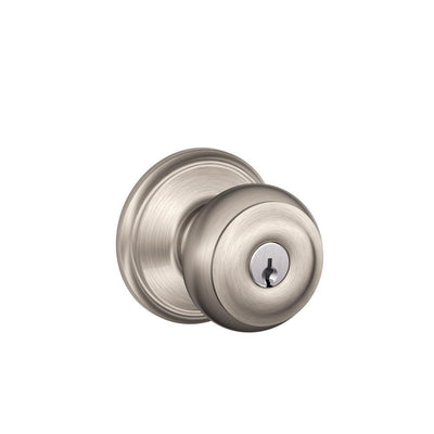 Georgian Satin Nickel Keyed Entry Door Knob - Super Arbor