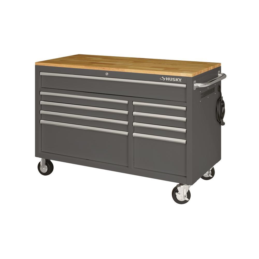 Husky Tool Storage 72 in. W Heavy Duty Matte Blue Mobile Workbench