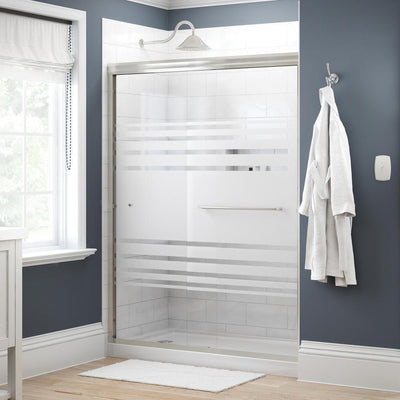 Simplicity 60 in. x 70 in. Semi-Frameless Traditional Sliding Shower Door in Chrome with Clear Glass - Super Arbor