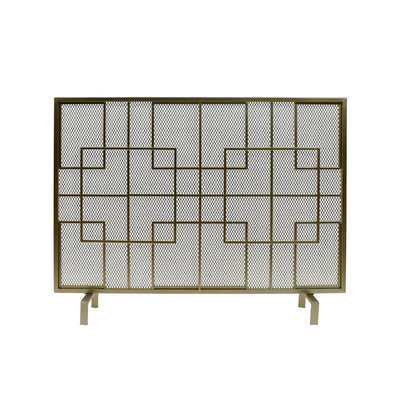 Alamance Modern Gold Single Panel Iron Fire Screen - Super Arbor