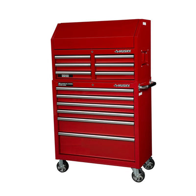 36 in. W 12-Drawer Combination Tool Chest and Cabinet Combo in Gloss Red