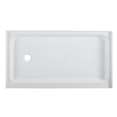 Voltaire 36 in. x 60 in. Acrylic, Single-Threshold, Left-Hand Drain, Shower Base in White - Super Arbor
