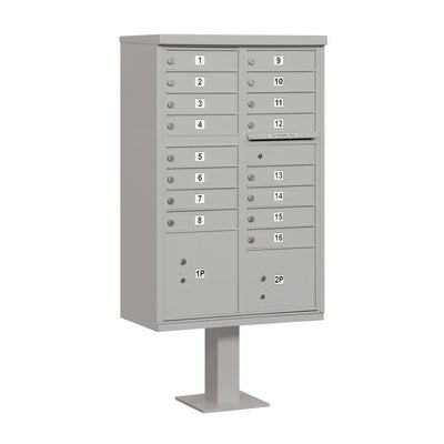 Gray USPS Access Cluster Box Unit with 16 A Size Doors and Pedestal - Super Arbor