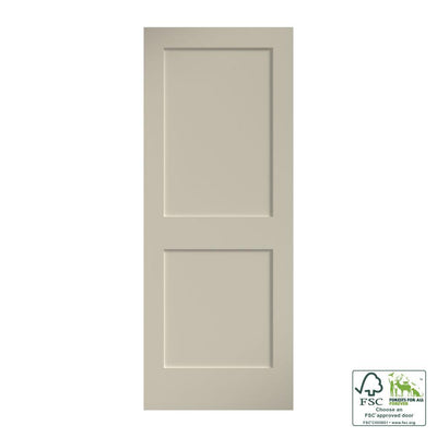 30 in. x 80 in. x 1-3/8 in. Shaker White Primed 2-Panel Solid Core Wood Interior Slab Door - Super Arbor