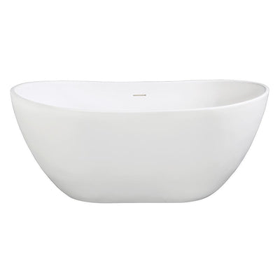 Collete 56.3 in. Solid Surface Flatbottom Freestanding Bathtub in White - Super Arbor