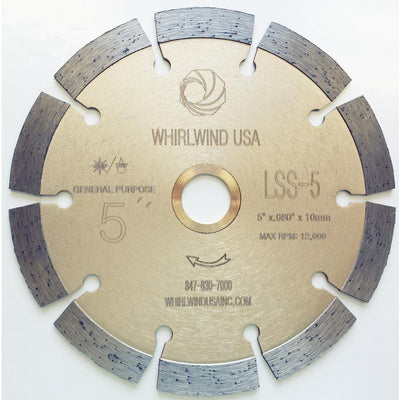 Whirlwind USA 5 in. 10-Teeth Segmented Diamond Blade for Dry or Wet Cutting Concrete, Stone, Brick and Masonry